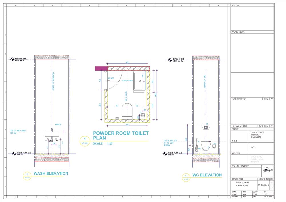 Powder Room Toilet Drawing